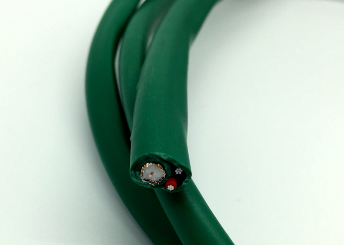 Green PVC Siamese Camera Cable Kx7+2Alim Coaxial With Power 7*0.2mm Bare Copper
