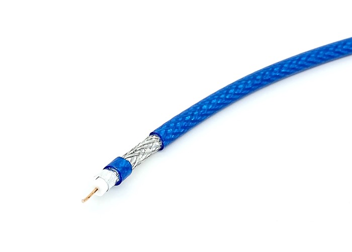 Blue Transparent PVC CATV 18 Awg Coaxial Cable , RG6U Coaxial Cable AL MG Braiding