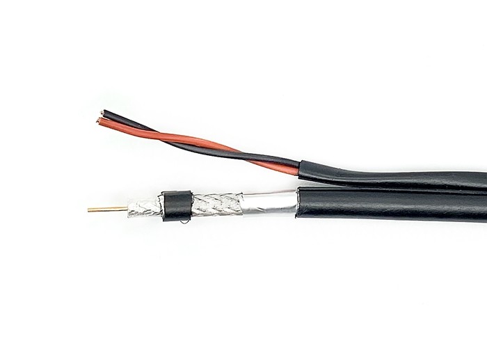 Tri Shielded RG6P Siamese Coax Cable PE Sheath Outdoor with 12V DC / 24V AC Power